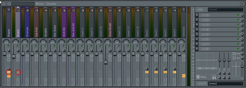 Routing drum tracks to master